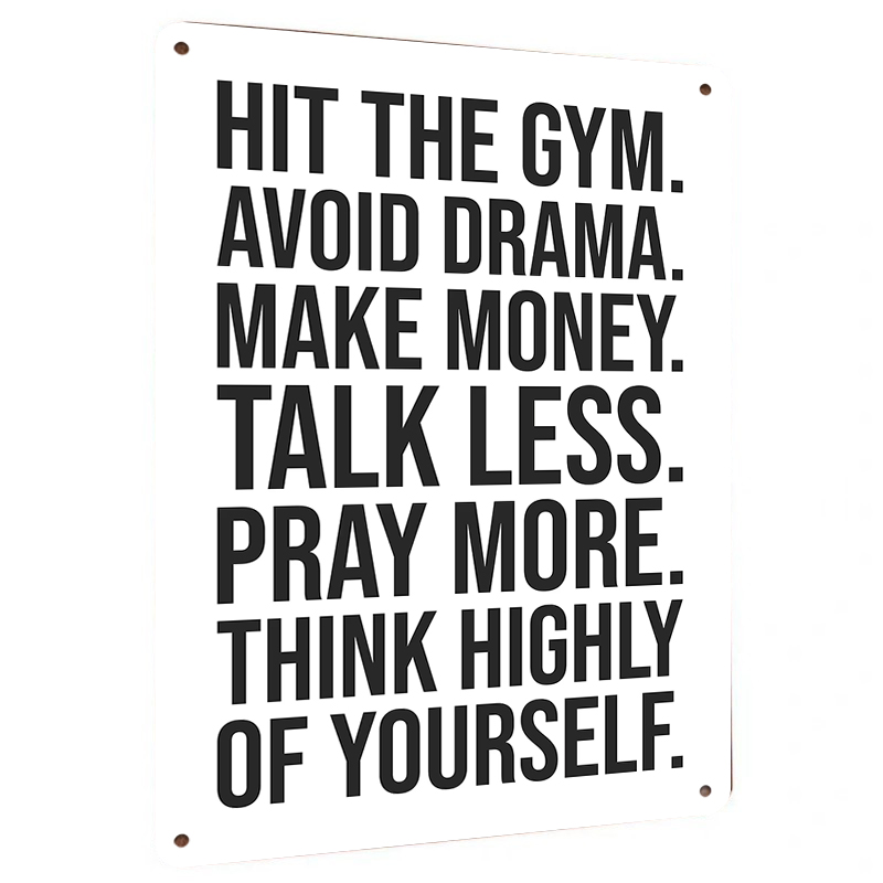 Home Gym Quotes - Inspirerend citaat metalen blikken bord moderne