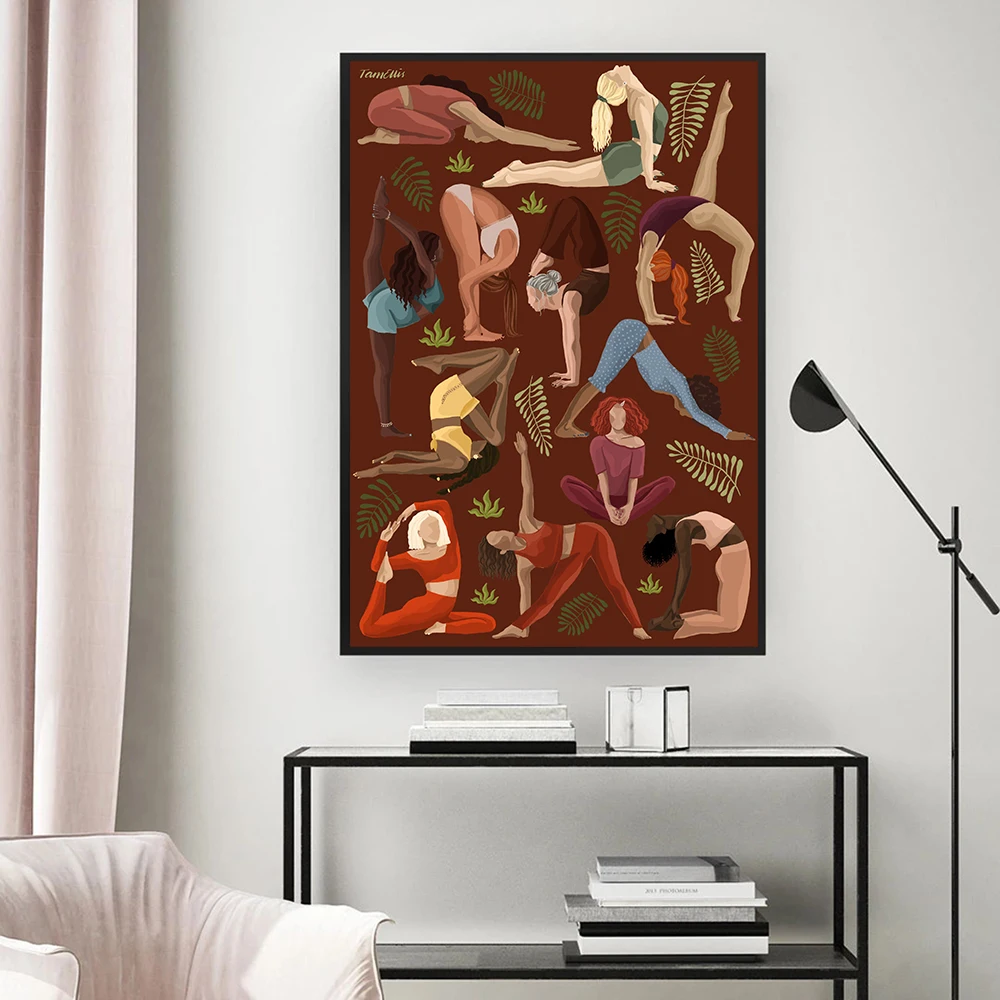Home Gym York - Vintage Yoga Beweegt Poster Canvas Art