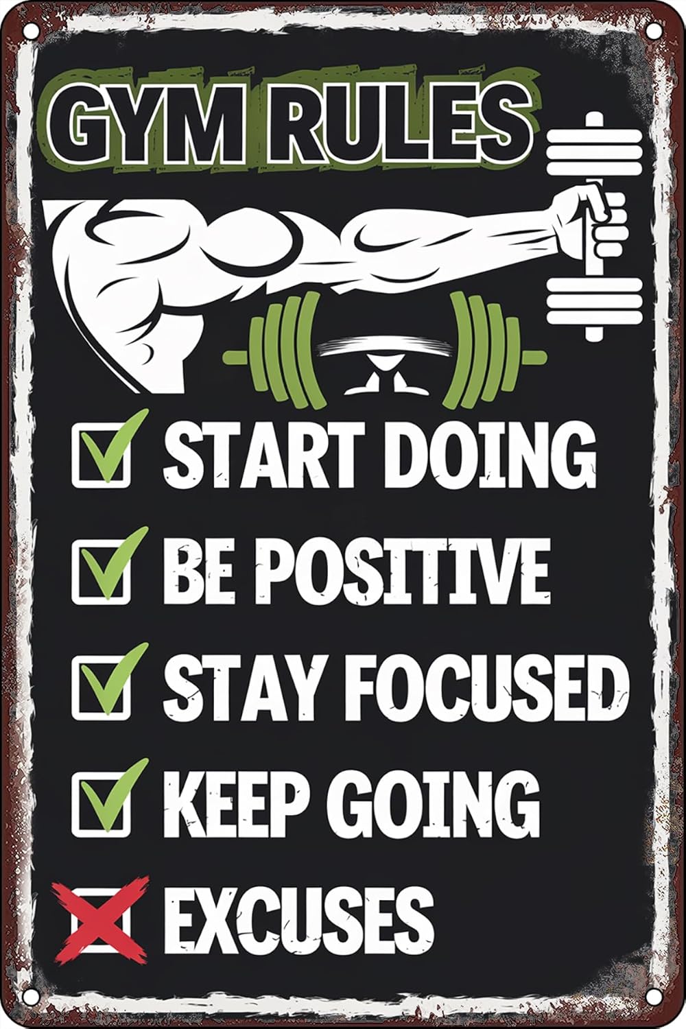 Home Gym Quotes - Gymregels Vintage Metalen Tin Borden Workout