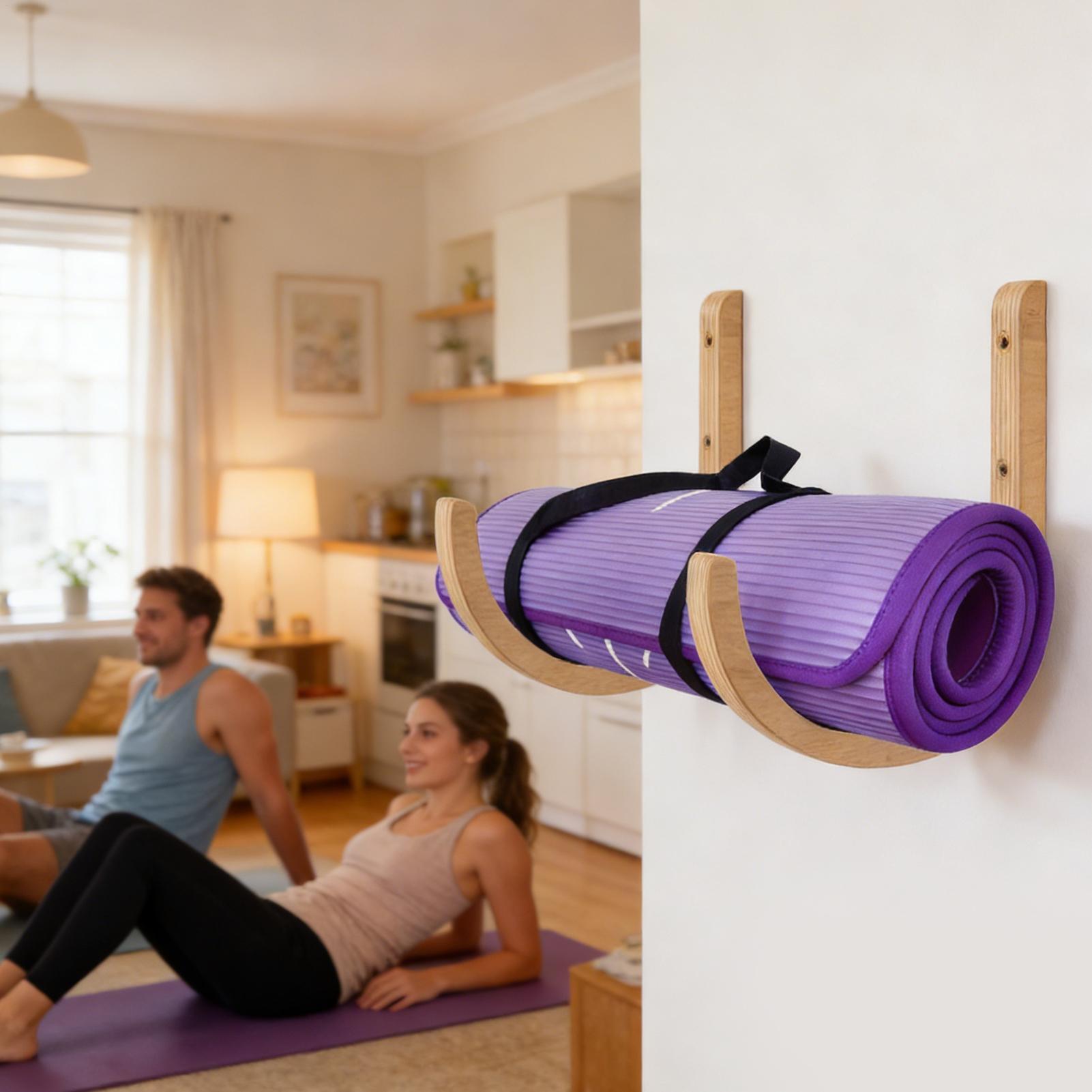 Home Gym Yoga Mat Storage - Houten Yogamat Houder Wandmontage, 2 Stuks