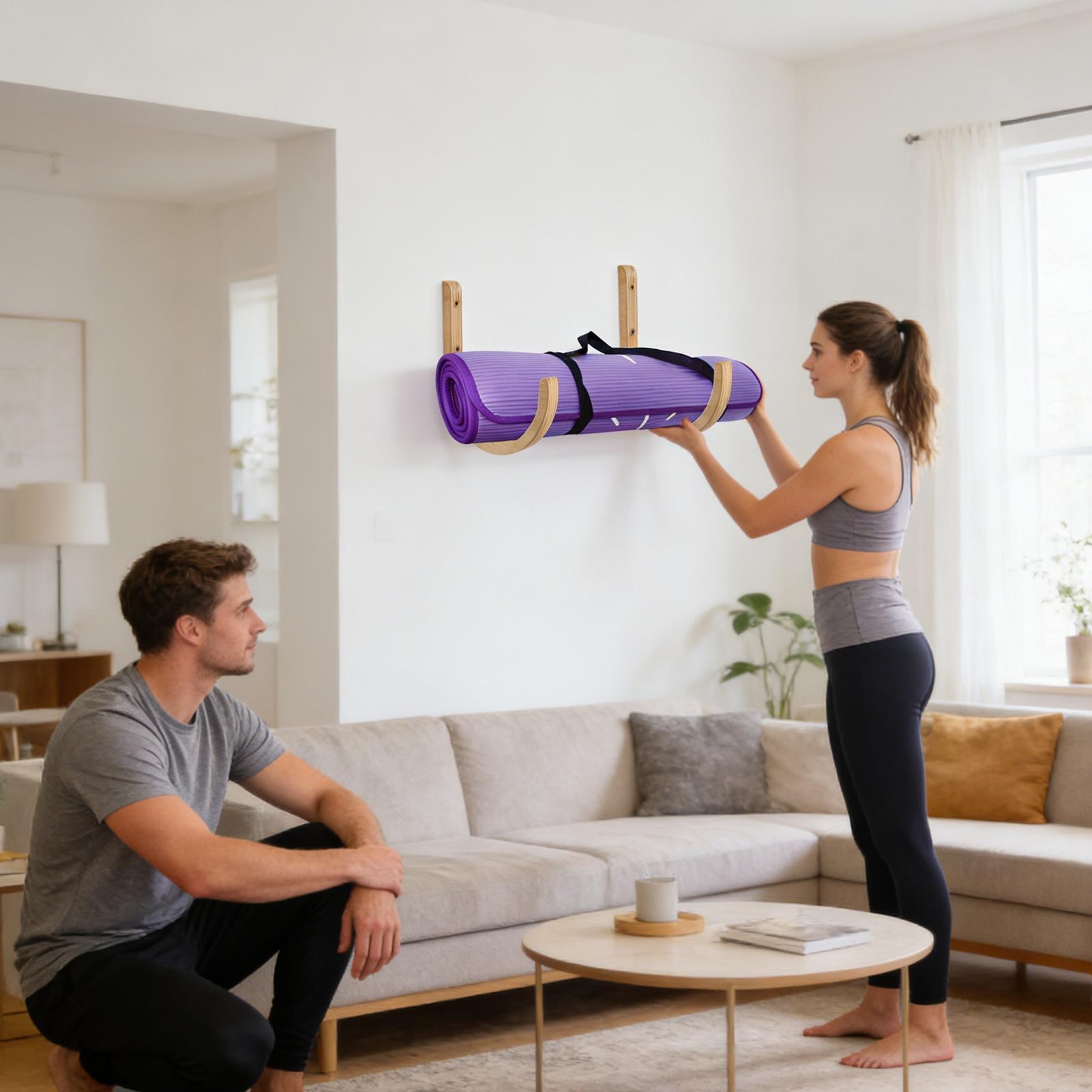 Home Gym Folding Rack - Yoga Mat Organizer 2 stuks houten