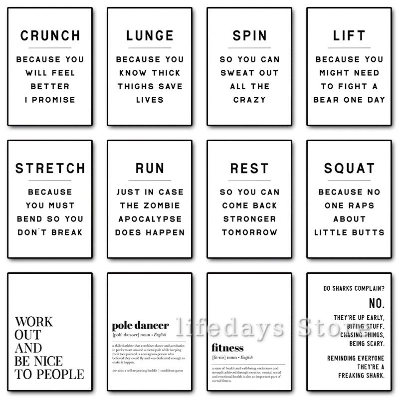 Home Gym Quotes - Fitness trainen grappige citaten posters prints
