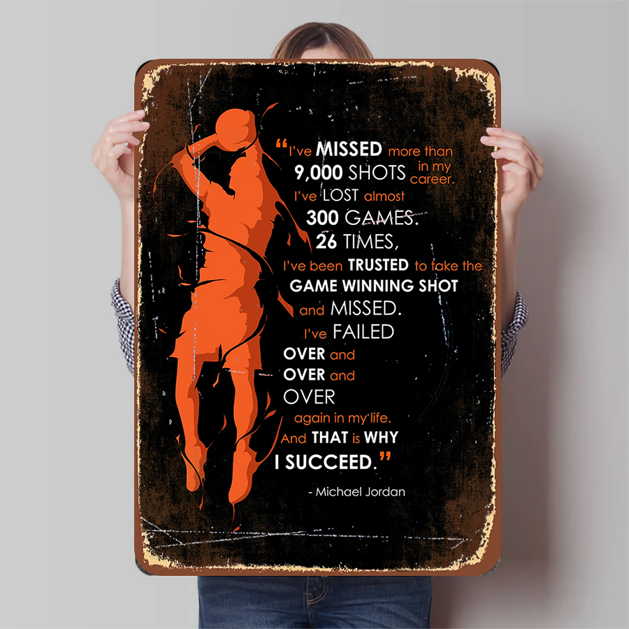 Home Gym Quotes - Michael Jordan Inspirerend Citaat Metalen Muurkunst