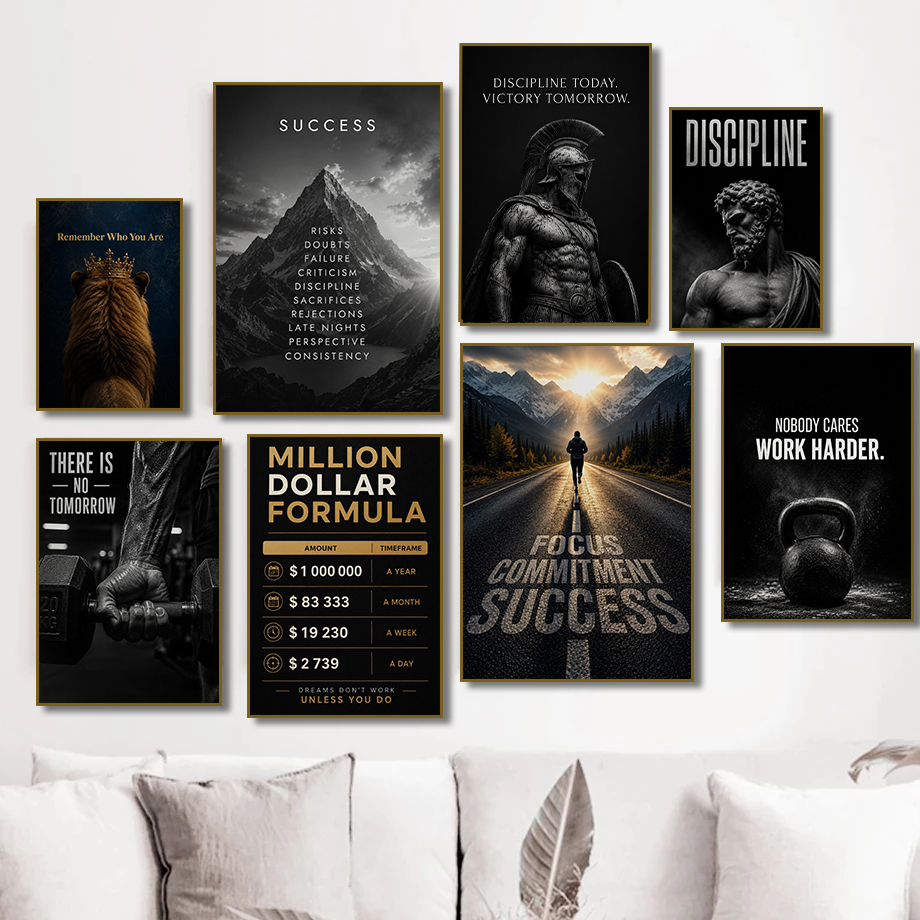 Home Gym Quotes - Moderne Fitness Succes Motivatieposter Werk Hard