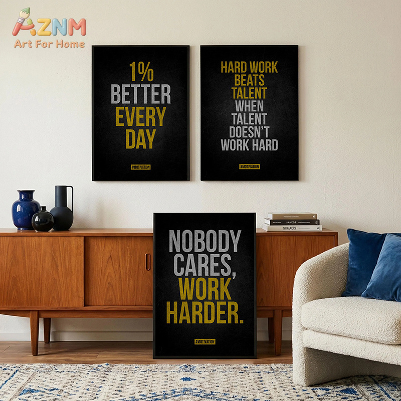 Home Gym Quotes - AZNM Motiverende quote canvas kunst aan