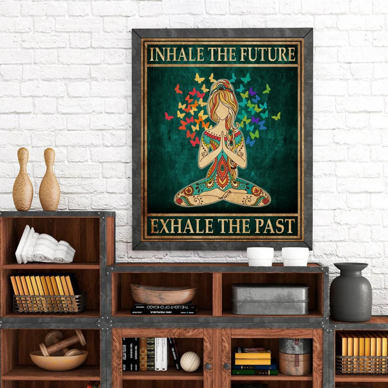 Home Gym York - Canvas Schilderij Hippie Yoga Meisje Meditatie
