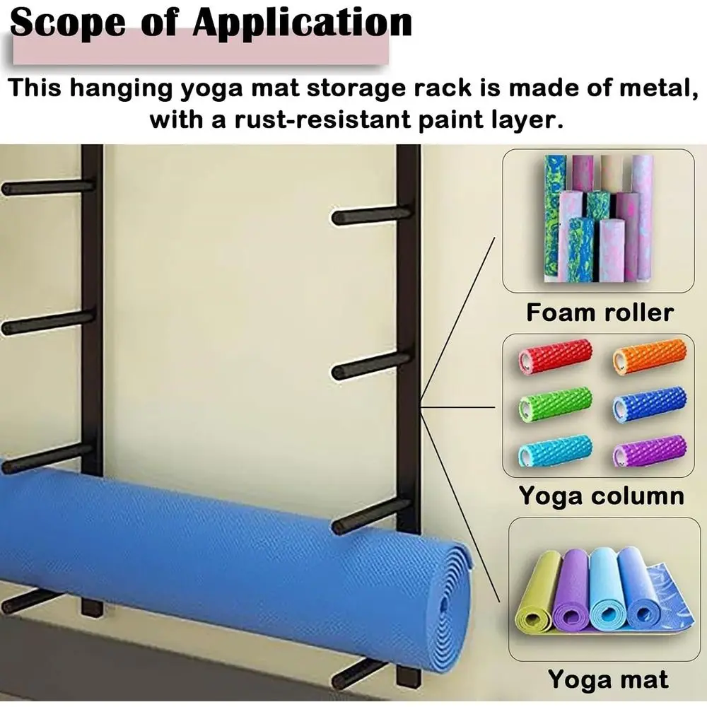 Wandmontage metalen fitnessrek - Home Gym Yoga Mat Storage recensie en prijs