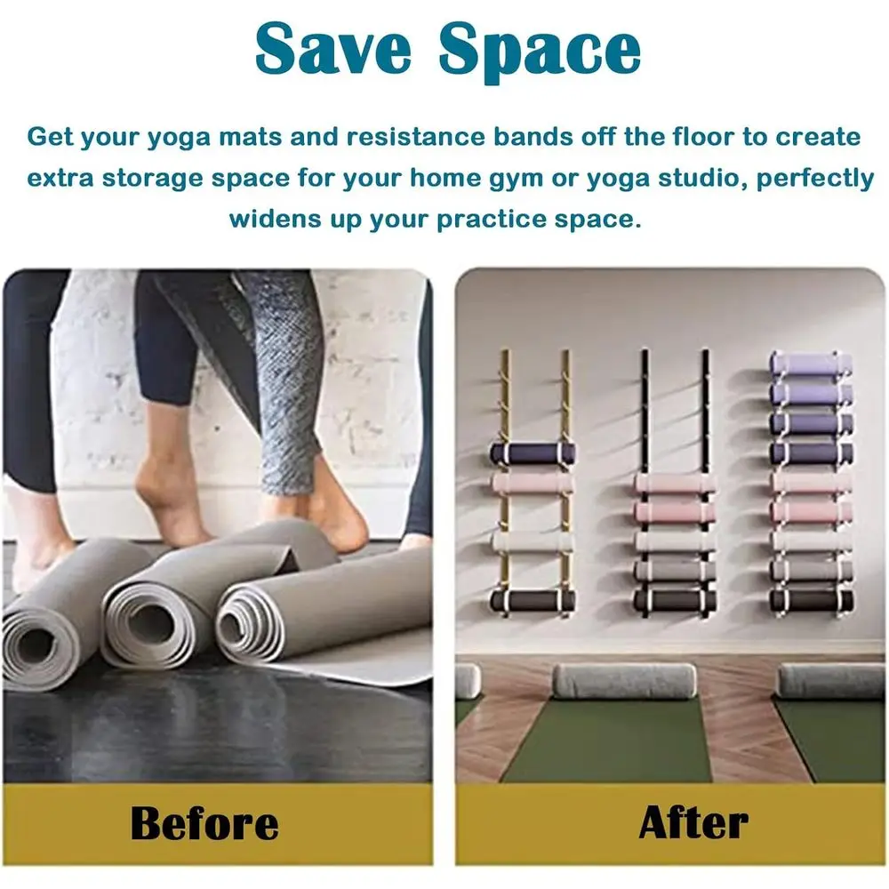 Wandmontage metalen fitnessrek - Home Gym Yoga Mat Storage recensie en prijs